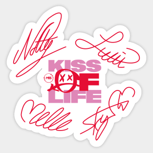 design with the signatures of the kiss of life group Sticker